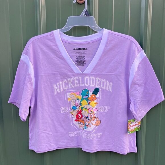 Womens Juniors Nickelodeon Graphic Short Sleeve Cropped Jersey T-Shirt Size XXXL - Picture 1 of 3